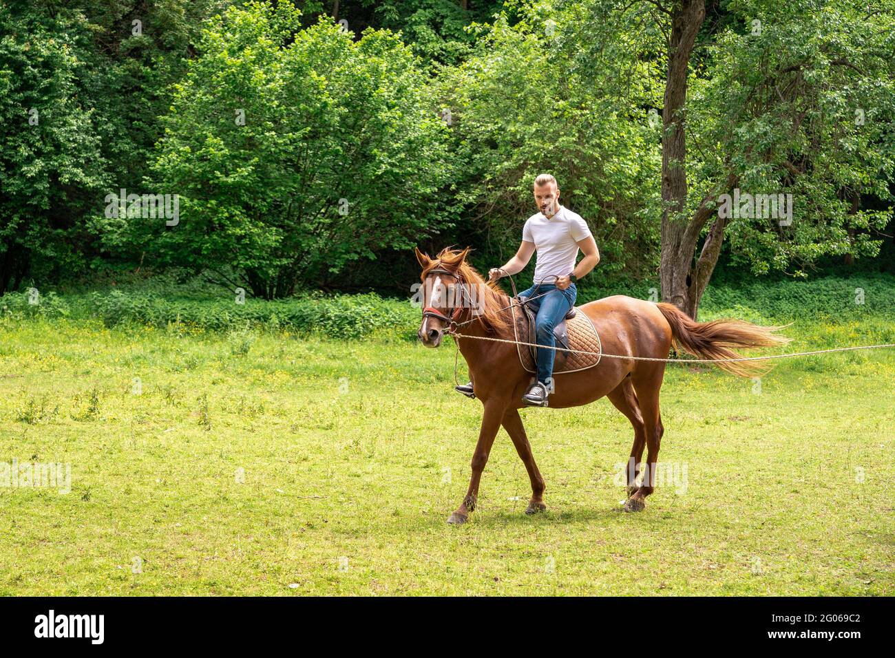 Man Riding Rocking Horse One man horseback riding hi-res stock photography and images - Alamy