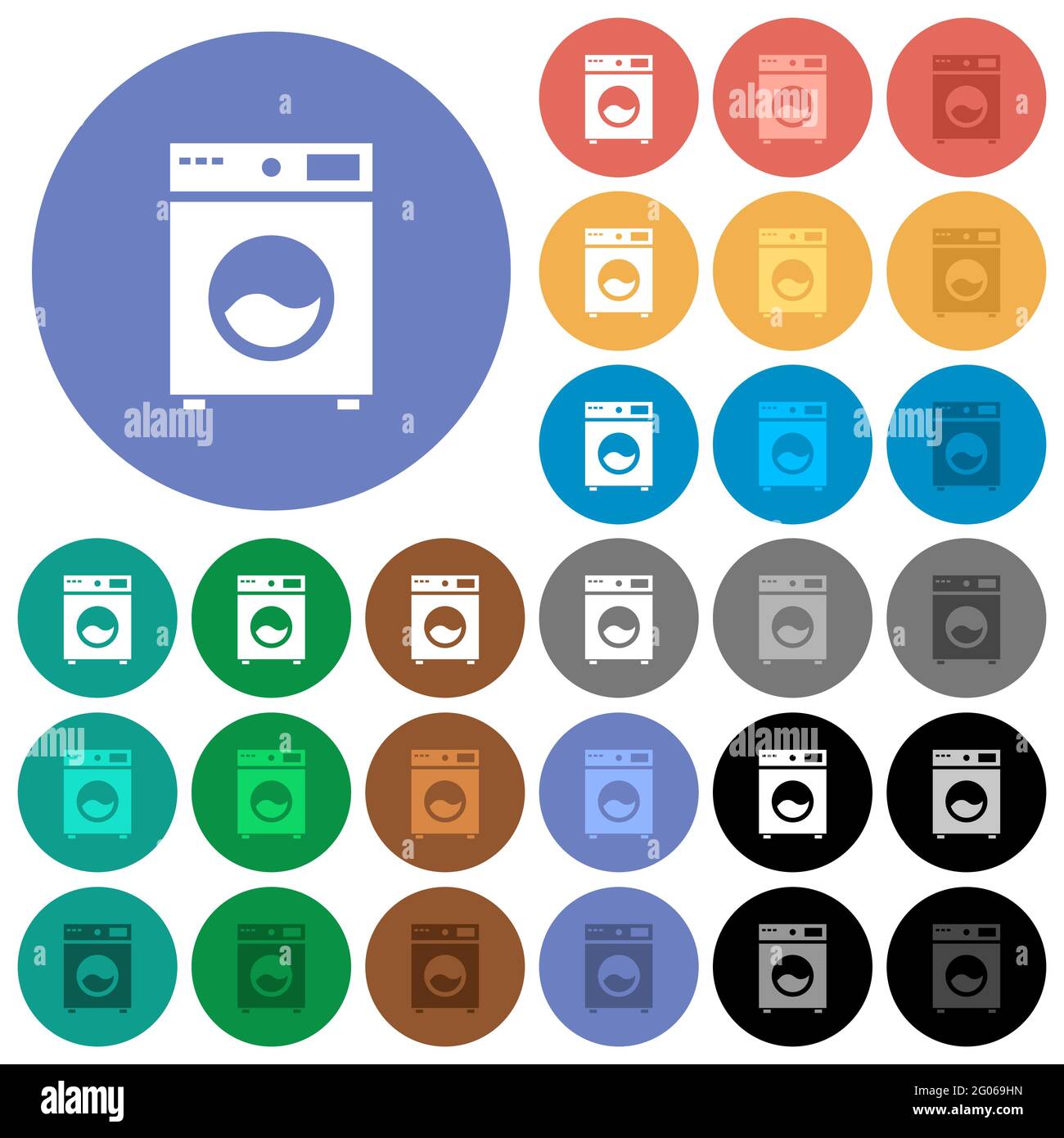 Washing machine multi colored flat icons on round backgrounds. Included ...