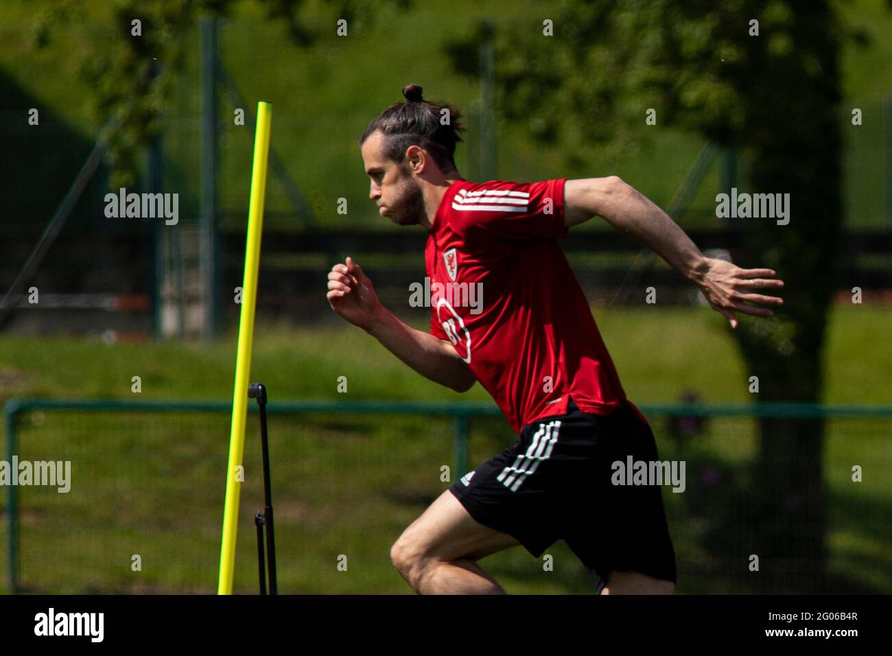 Hensol, UK. 1st June, 2021. Gareth Bale of Wales during training at the ...