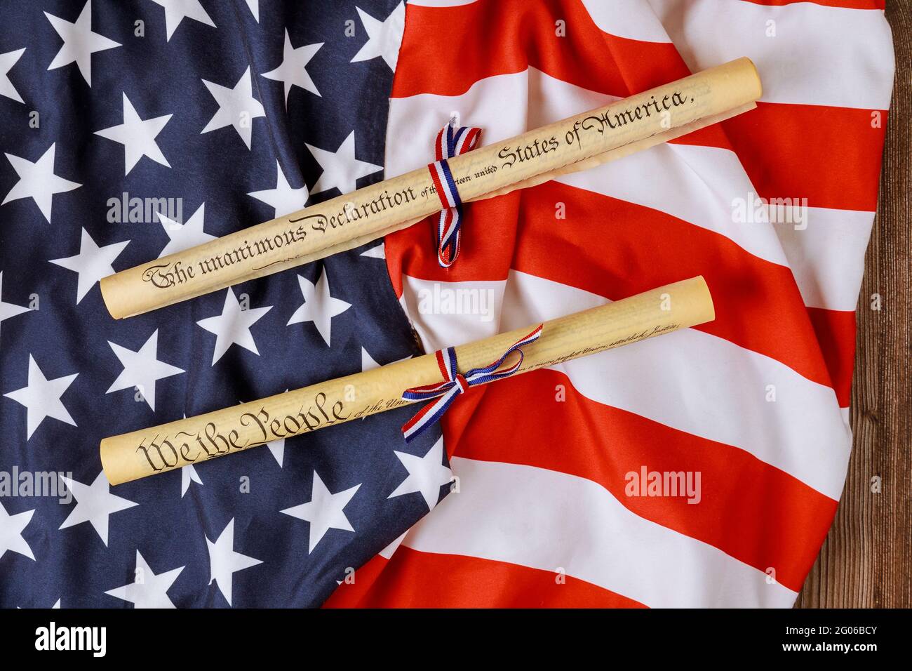 Fourth of July Day. Declaration of Independence parchment roll document ...