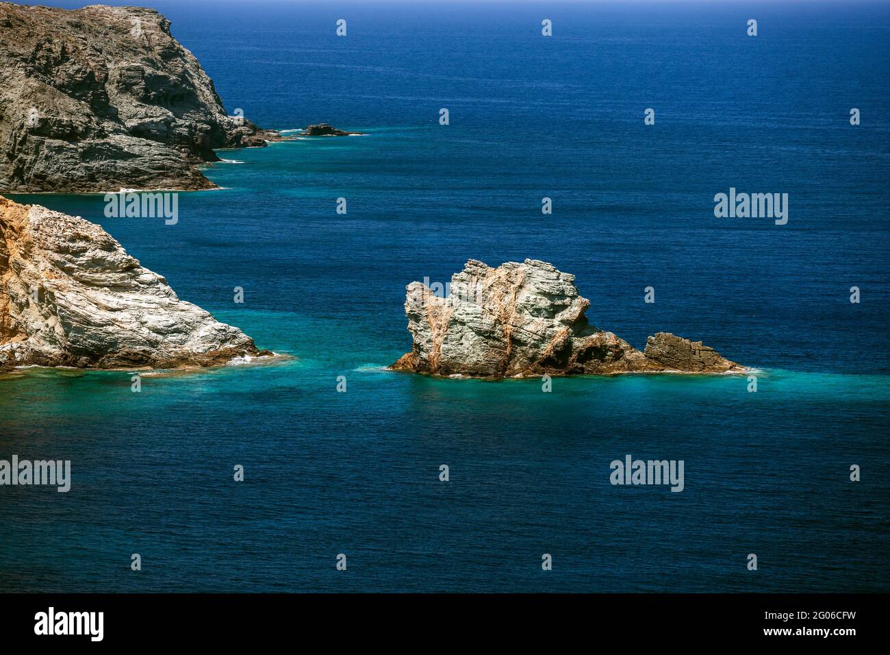 cliffs on the north coast, Folegandros island, Cyclades, Aegean Sea, Greece, Europe Stock Photo