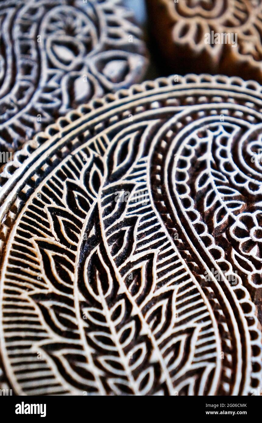 Traditional Indian block prints. Wood blocks used for handmade textile