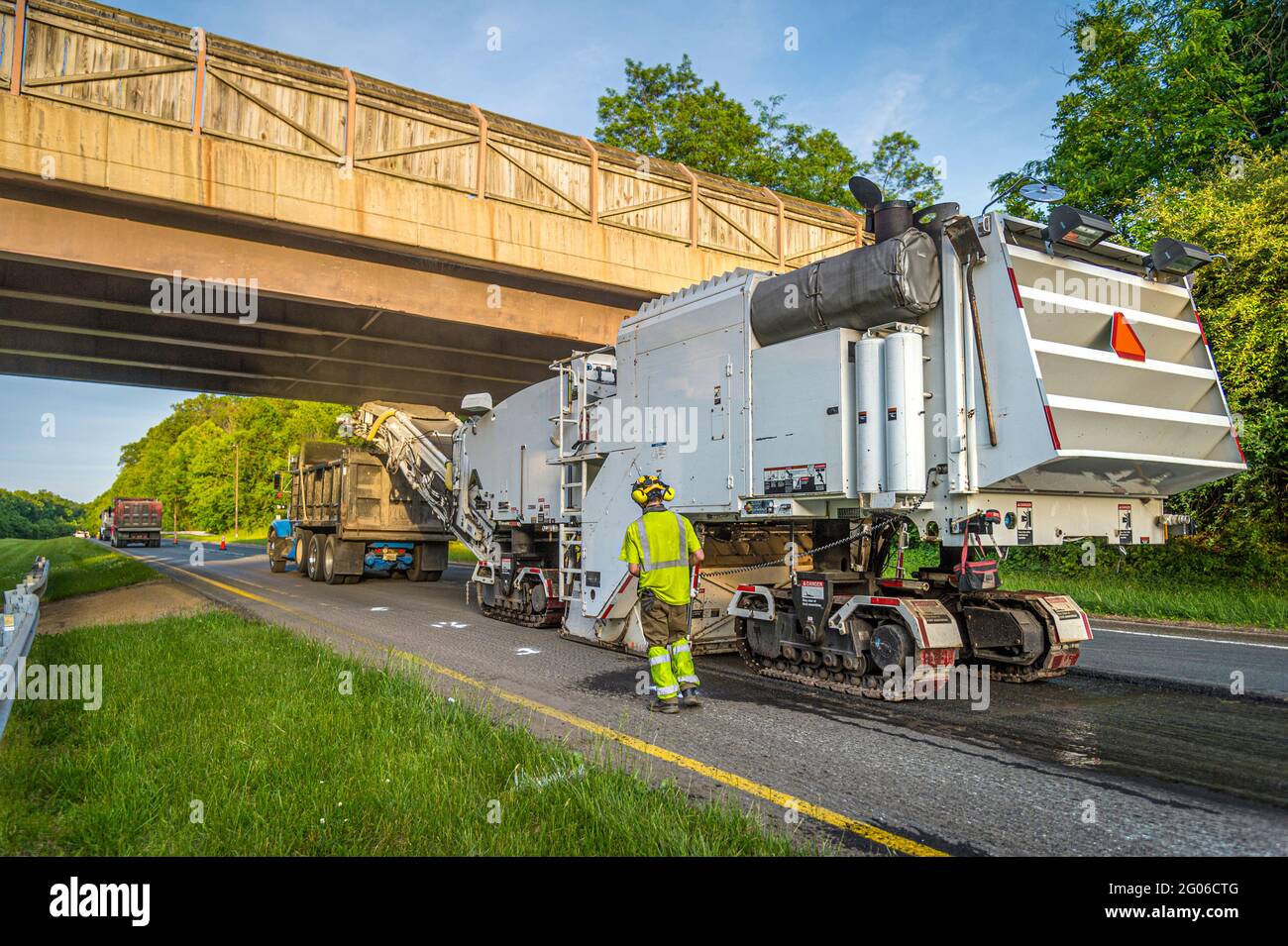 Highway milling highway repair maintenance Stock Photo