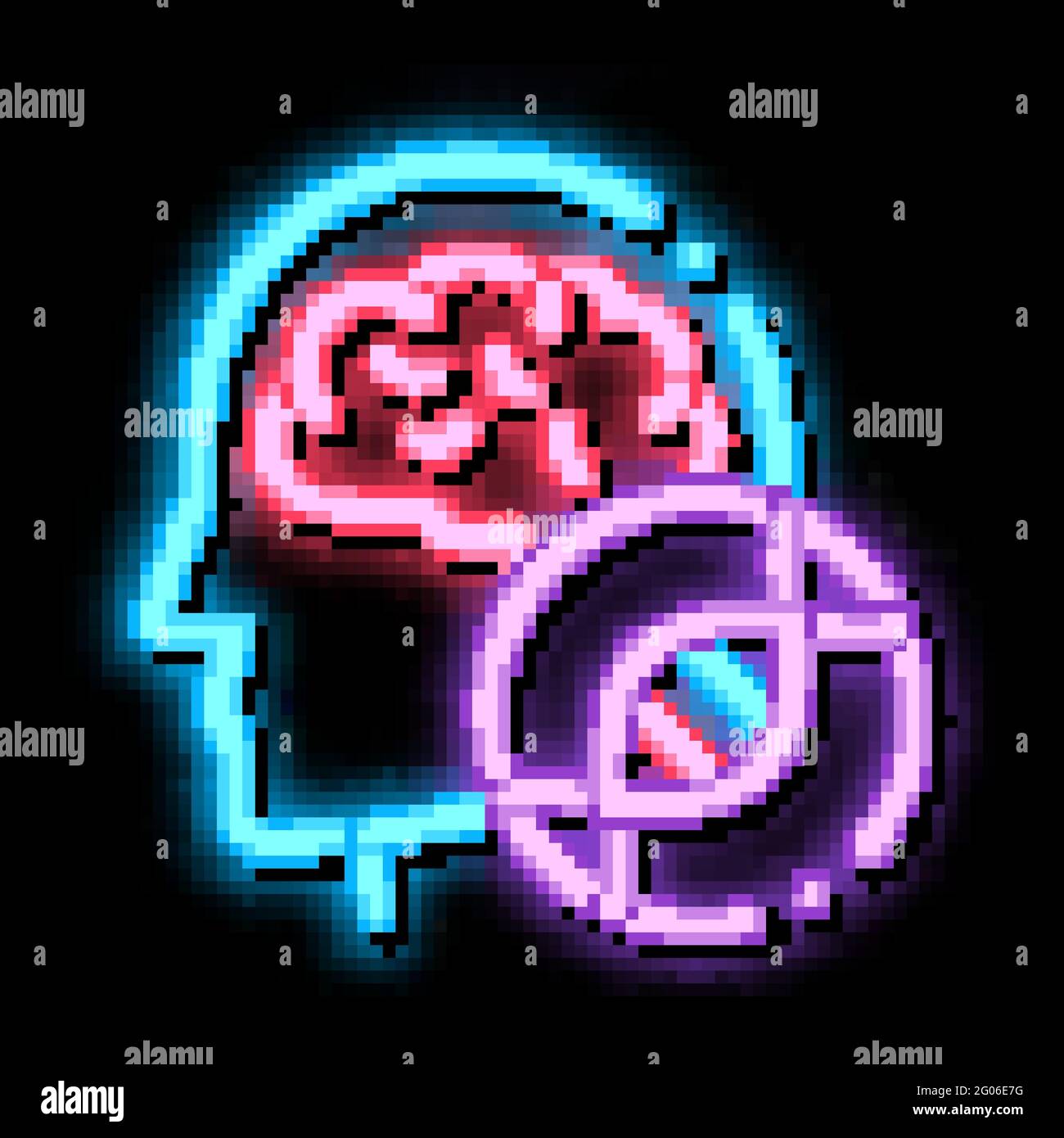 Man Head Brain Molecule neon glow icon illustration Stock Vector Image ...
