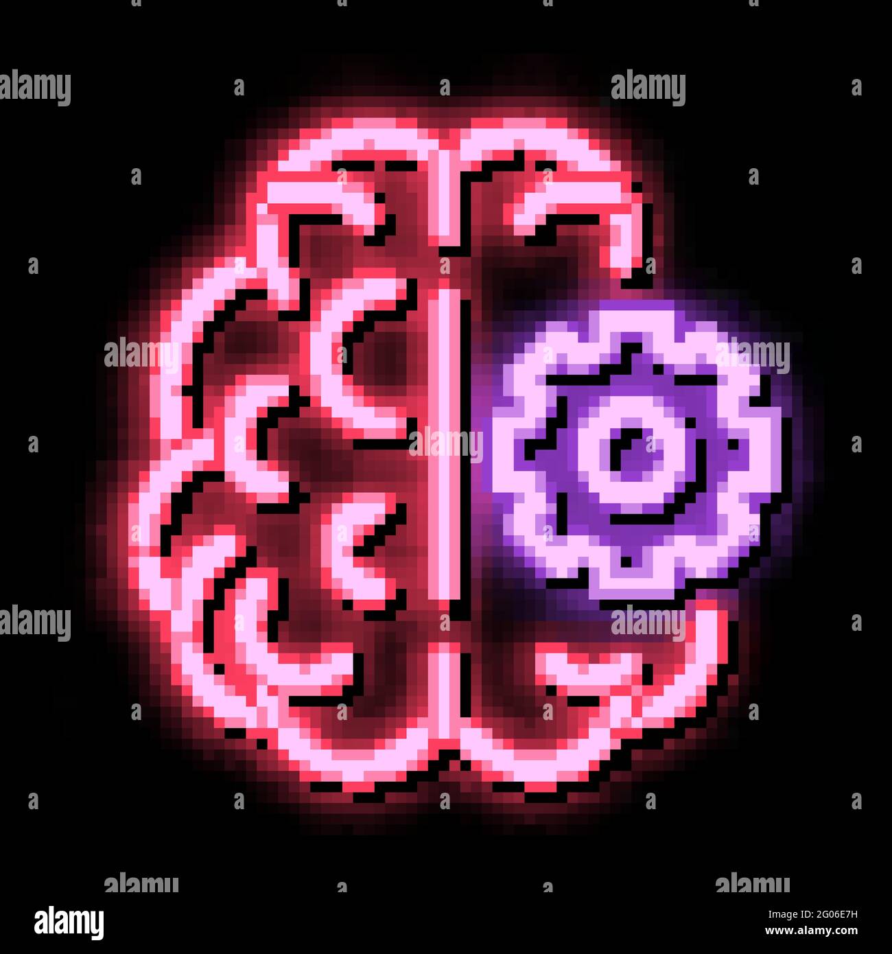 Brain And Mechanism Gear neon glow icon illustration Stock Vector Image ...