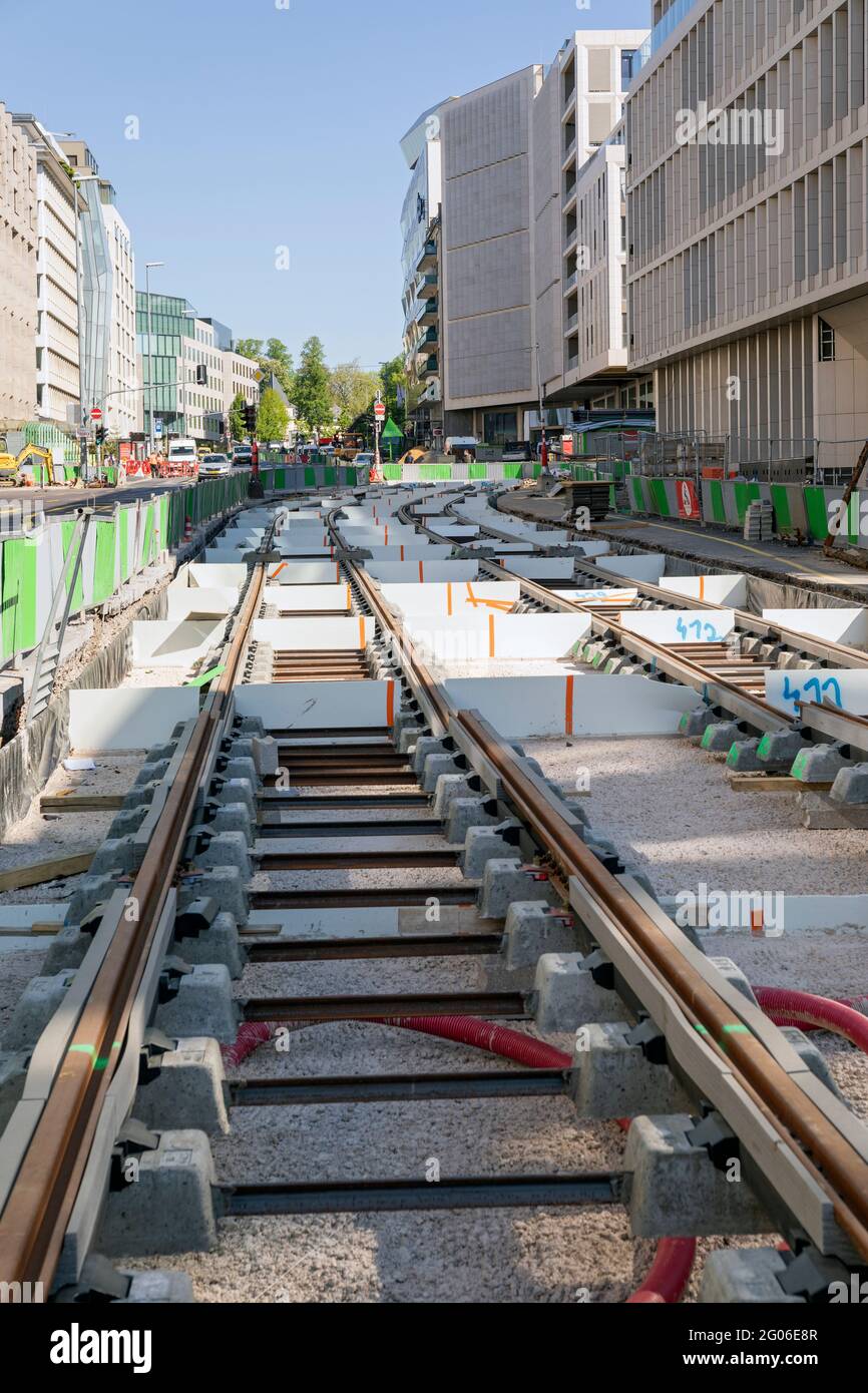 Street Car Rails Laying streetcar rails hi-res stock photography and images - Alamy
