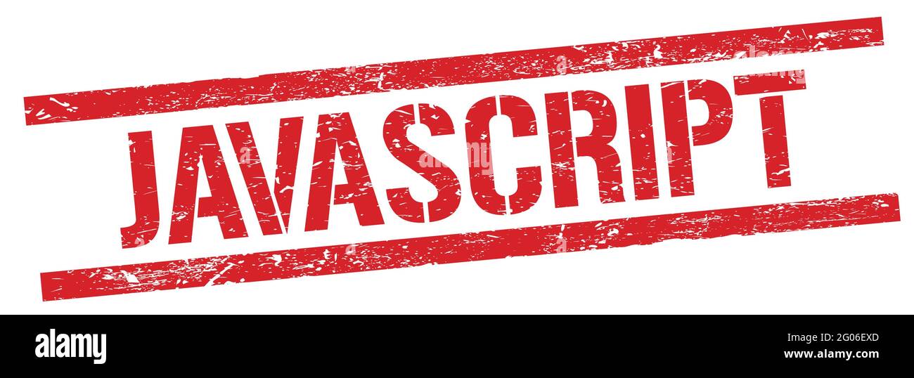 JAVASCRIPT text on red grungy rectangle stamp sign Stock Photo - Alamy