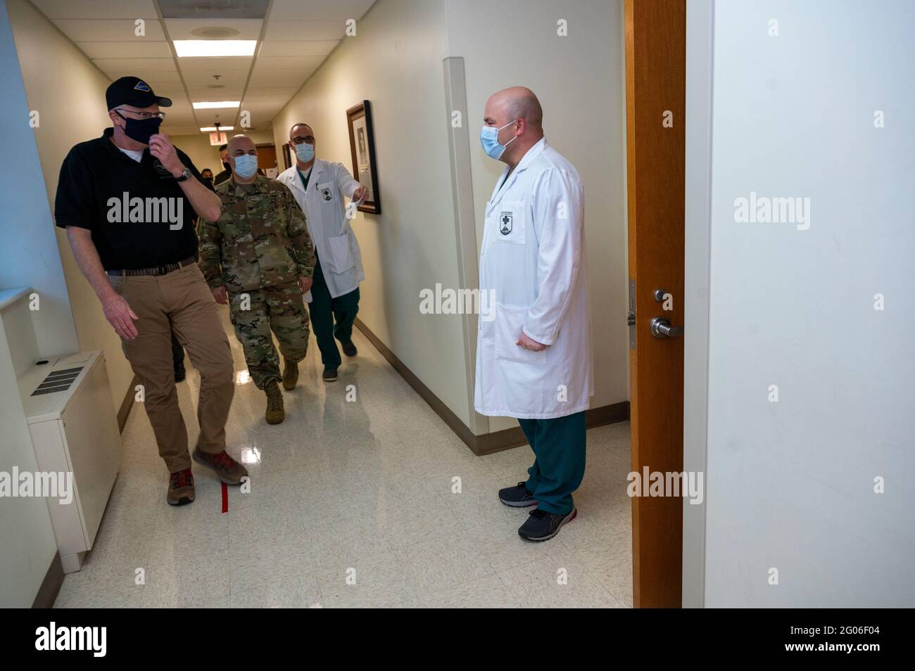 Reportage:  Acting Defense Secretary Chris Miller arrives for a COVID-19 vaccination, Walter Reed National Military Medical Center, Bethesda, Md., Dec. 14, 2020 Stock Photo