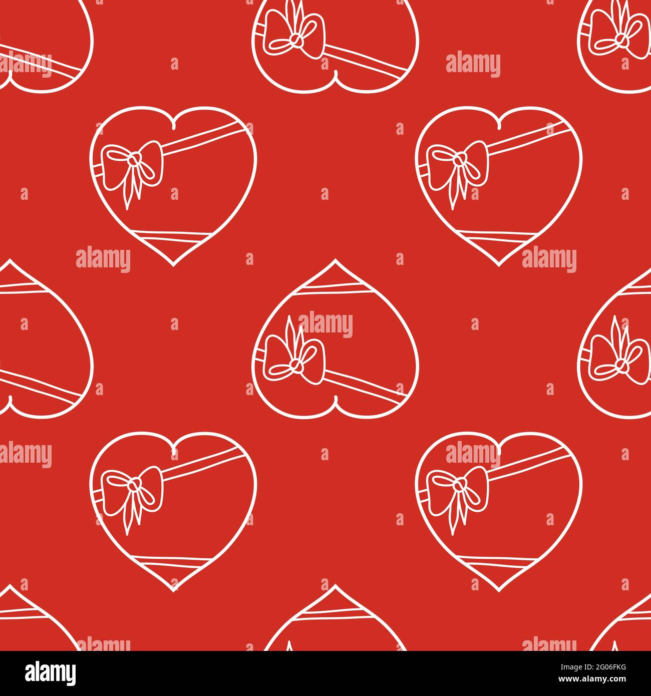 Gift heart shape seamless pattern, red background. Repeating design ...