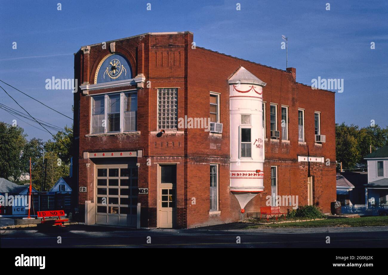 1980s United States -  Fire Dept #9, Frederick Avenue, Saint Joseph, Missouri 1988 Stock Photo