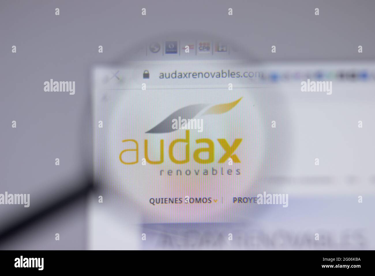 Los Angeles, California, USA - 1 June 2021: Audax Renovables logo or icon on website page, Illustrative Editorial Stock Photo