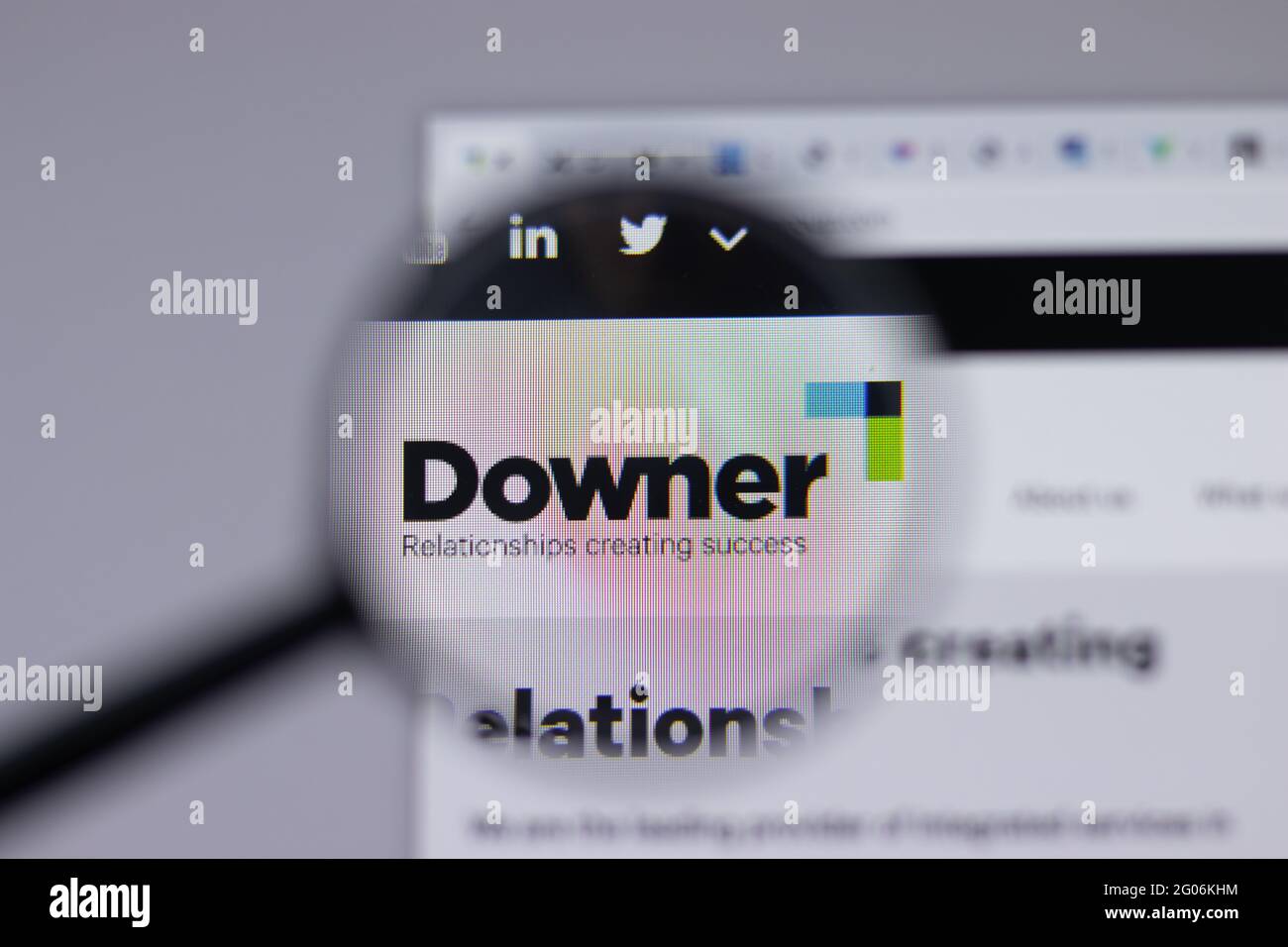 Los Angeles, California, USA - 1 June 2021: Downer Rail logo or icon on website page, Illustrative Editorial Stock Photo