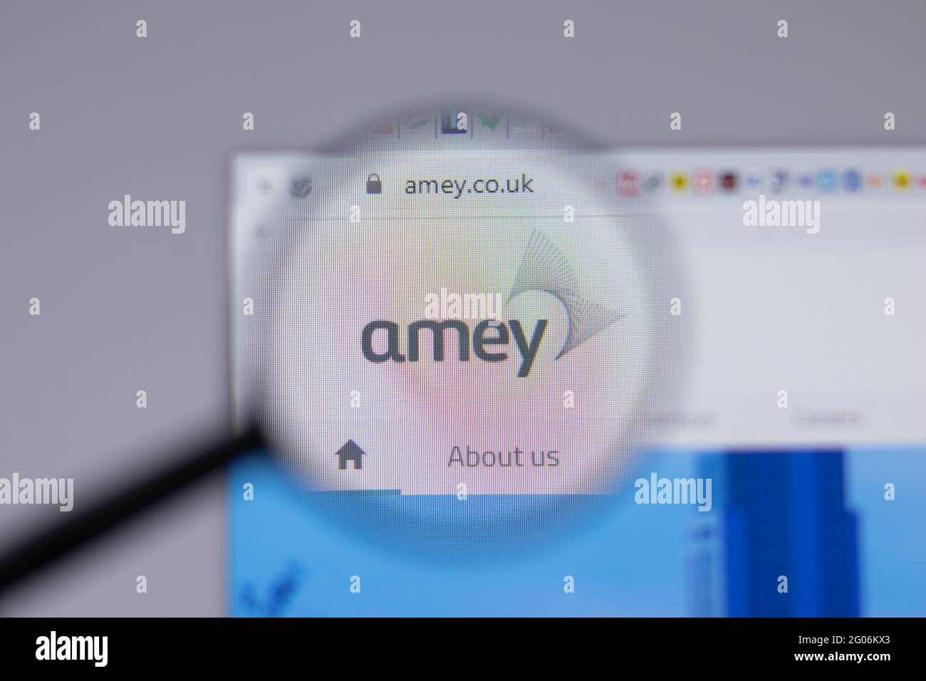 Los Angeles, California, USA - 1 June 2021: Amey logo or icon on website page, Illustrative Editorial Stock Photo