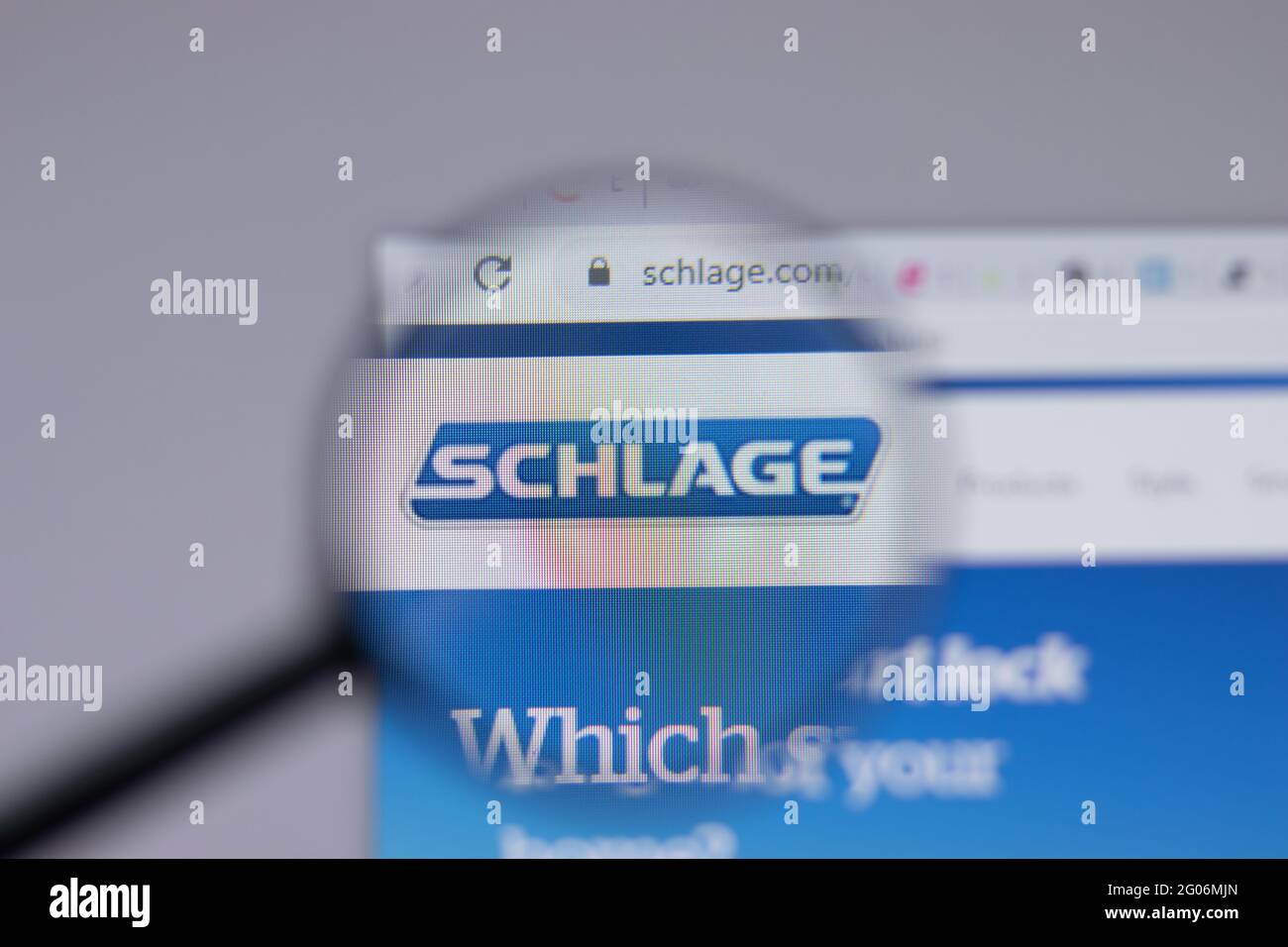Los Angeles, California, USA - 1 June 2021: Schlage logo or icon on website page, Illustrative Editorial Stock Photo