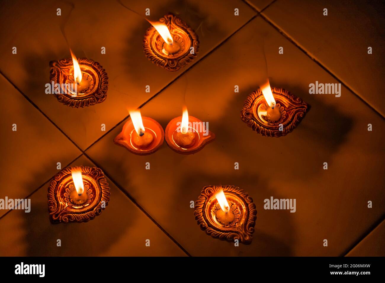 Oil Lamp Or Diwali Diya Also Known As Diva Made Of Clay Glowing 