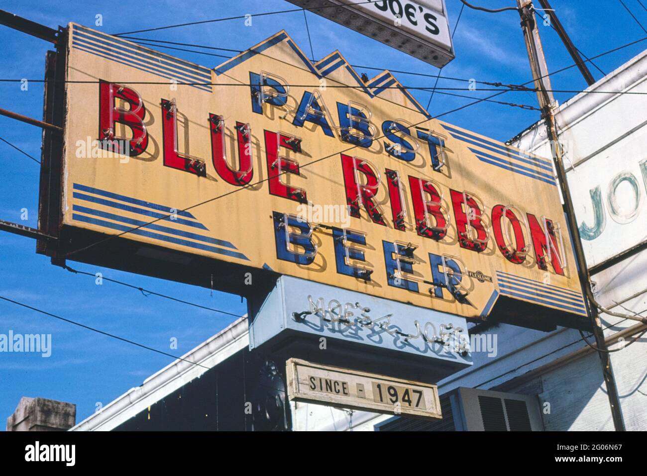 1980s America Pabst Sign At Moe s And Joe s Atlanta Georgia 1984 