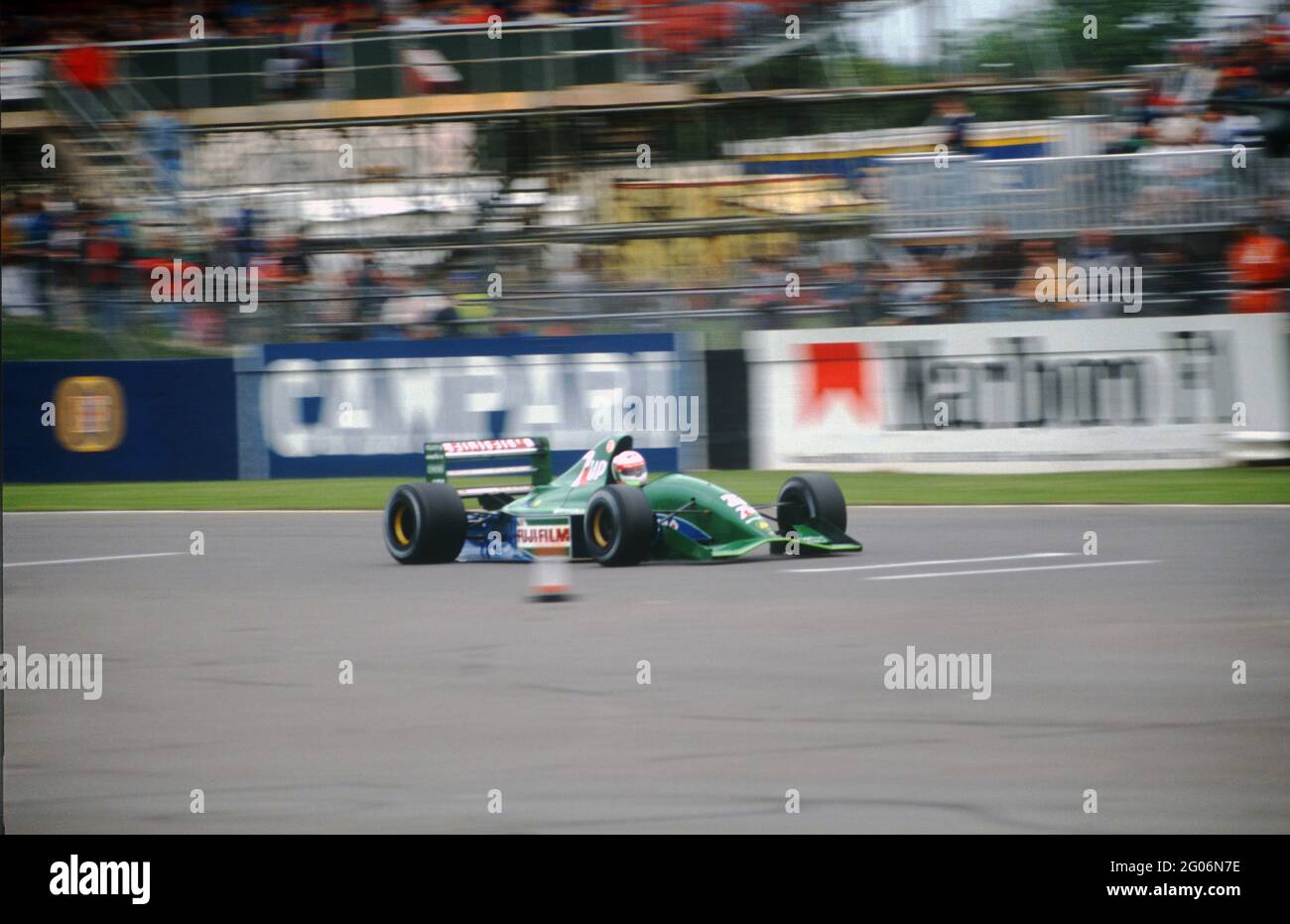 Nelson Piquet at speed in the Benetton B191 during practice for the 1991  British Grand Prix at Silverstone Stock Photo - Alamy