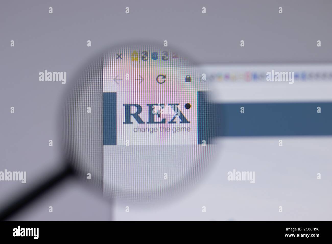 Los Angeles, California, USA - 1 June 2021: Rex International Holding logo or icon on website page, Illustrative Editorial Stock Photo