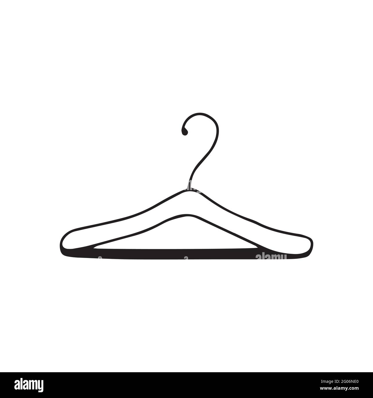 Clothes rack. Black and white vector illustration in doodle style isolated single. Tool for organizing storage in the closet. Hanger empty Stock Vector