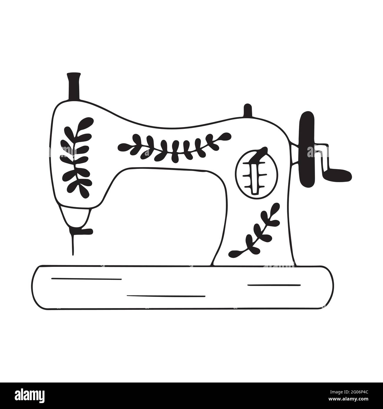 Sewing machine sketch style Royalty Free Vector Image