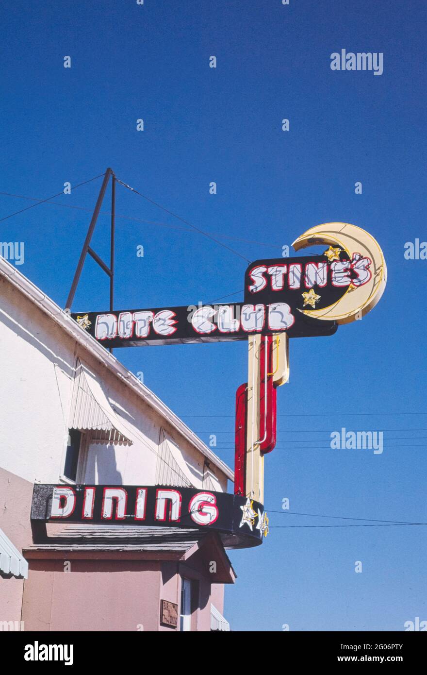 1980s America -  Stine's Nite Club sign, Malta, Montana 1987 Stock Photo