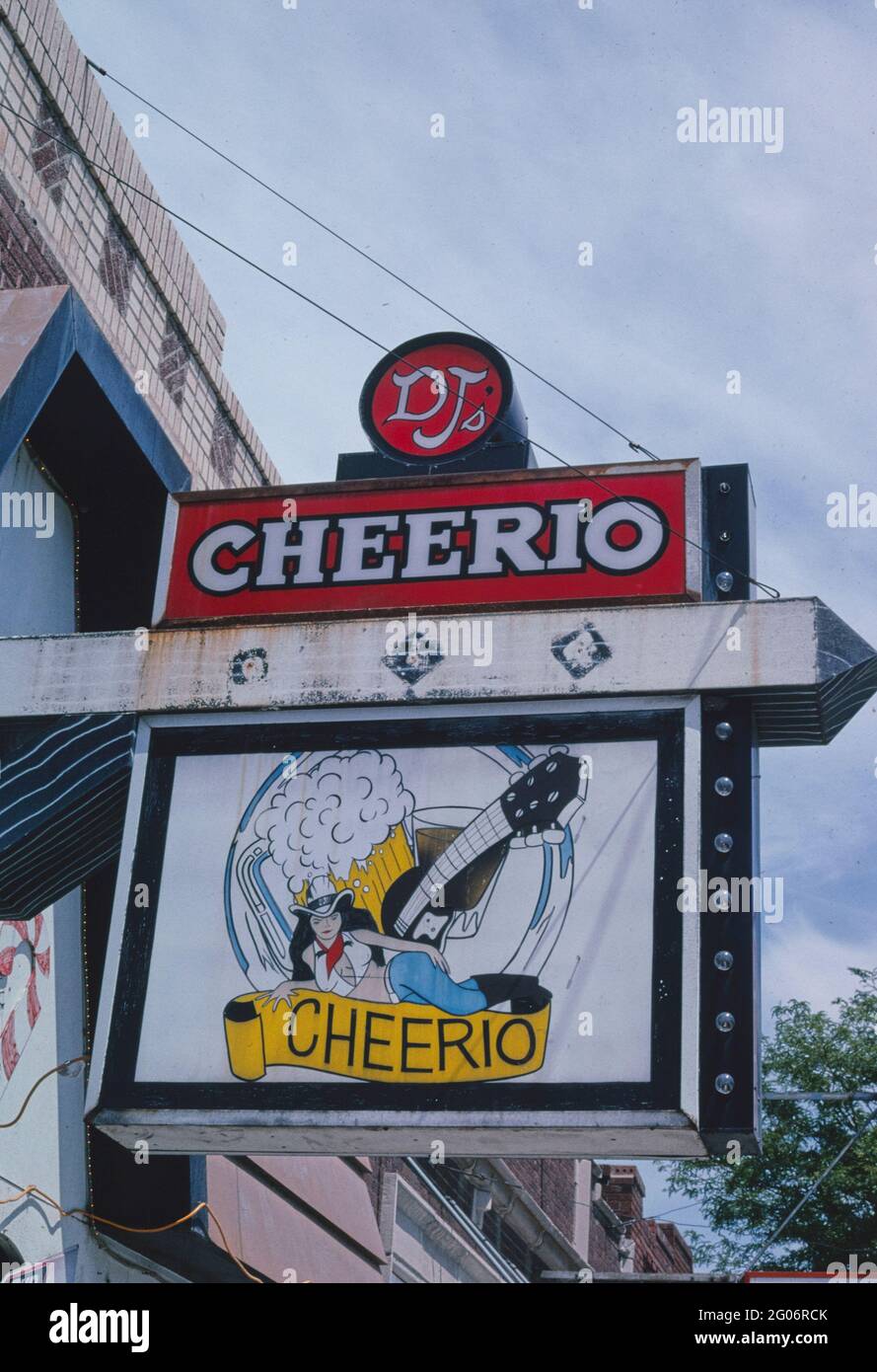 2000s America -  DJ's Cheerio Bar sign, Laurel, Montana 2004 Stock Photo
