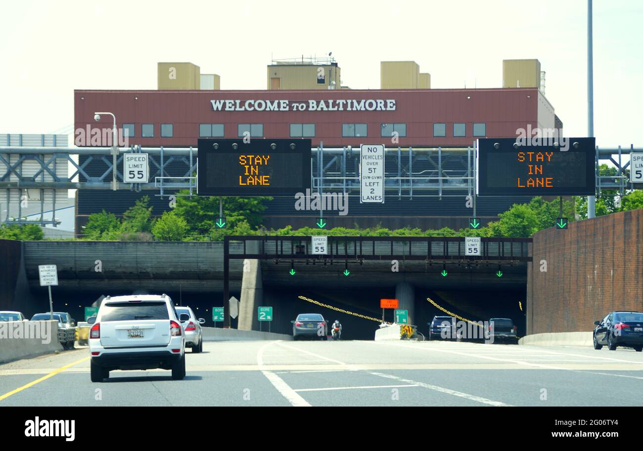 Maryland, U.S.A May 17, 2021 The traffic on Interstate 95 South and
