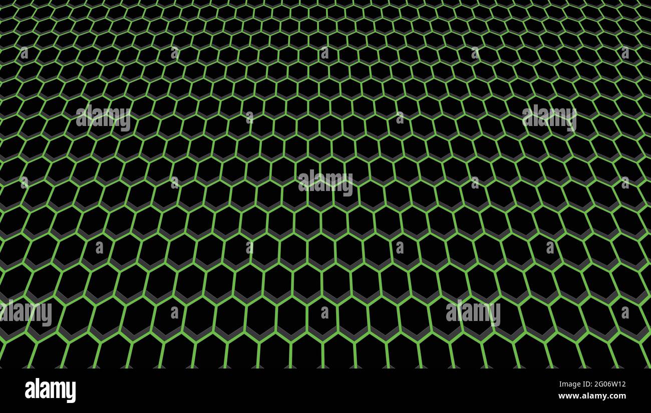 3D black hexagon and green backdrop with abstract background Stock ...