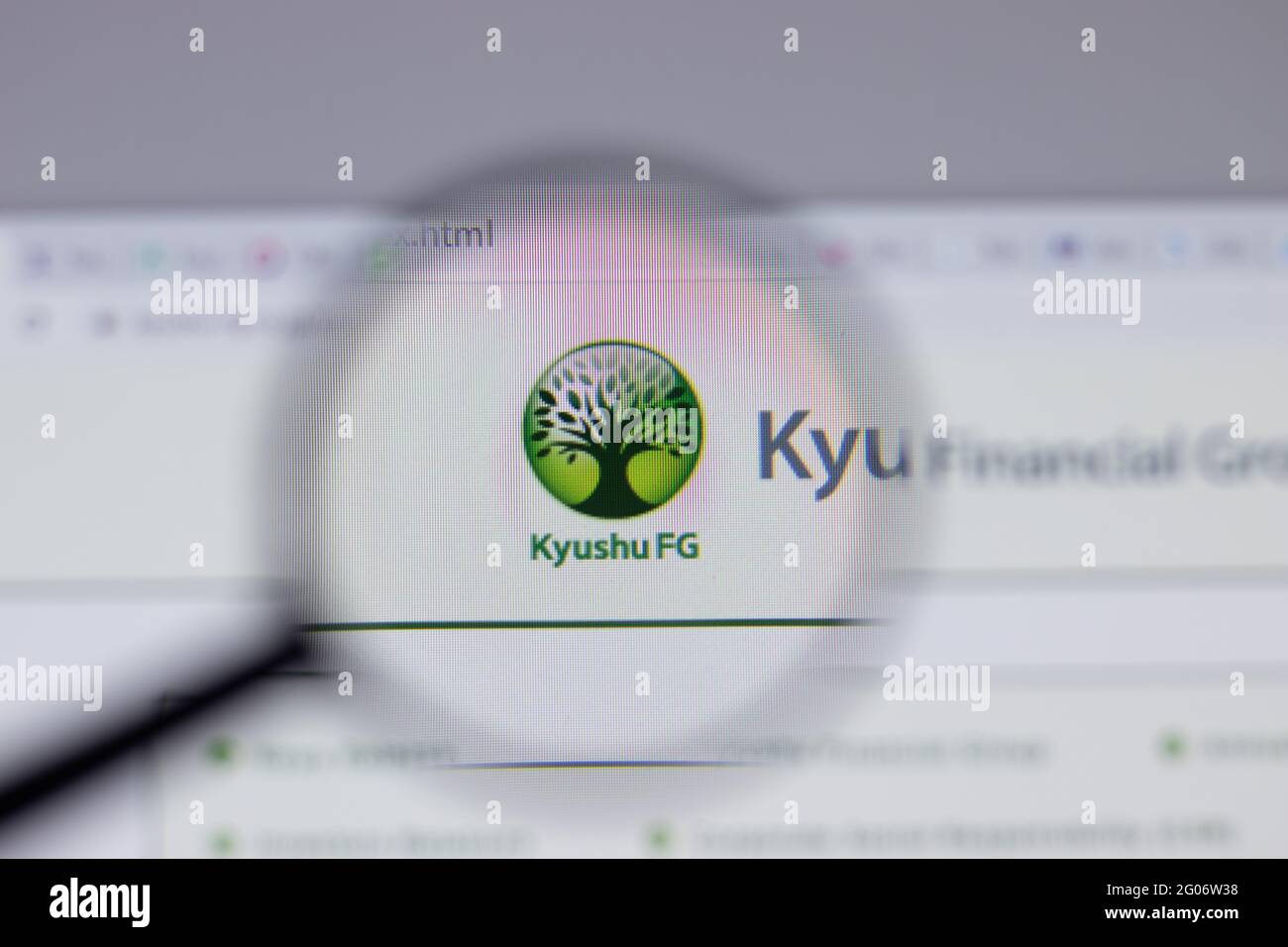 Los Angeles, California, USA - 1 June 2021: Kyushu Financial Group logo or icon on website page, Illustrative Editorial Stock Photo