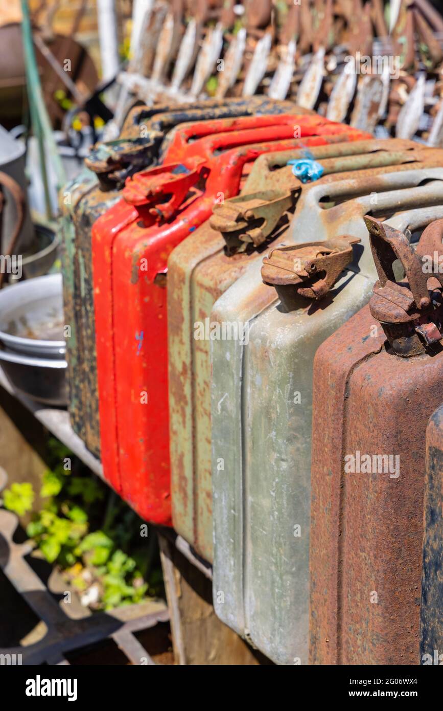 Old Vintage Antique Metal Jerry Can Petrol Diesel Fuel Memorabilia 