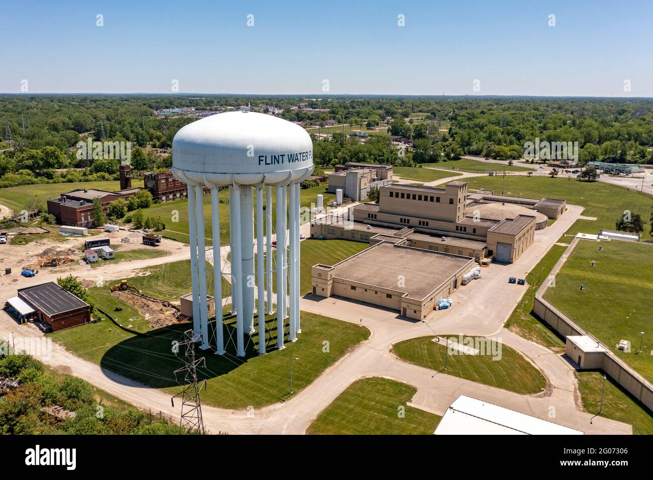 Flint, Michigan - The Flint Water Plant. Thousands of children were exposed to harmful concentrations of lead after the city's water supply was contam Stock Photo