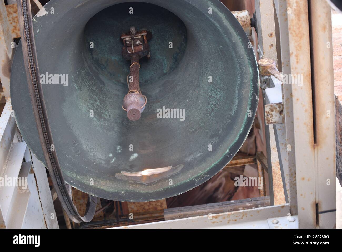 Blick auf die Glocke der Kirche von San Giorgio Maggiore in der Lagune von Venedig Stock Photo