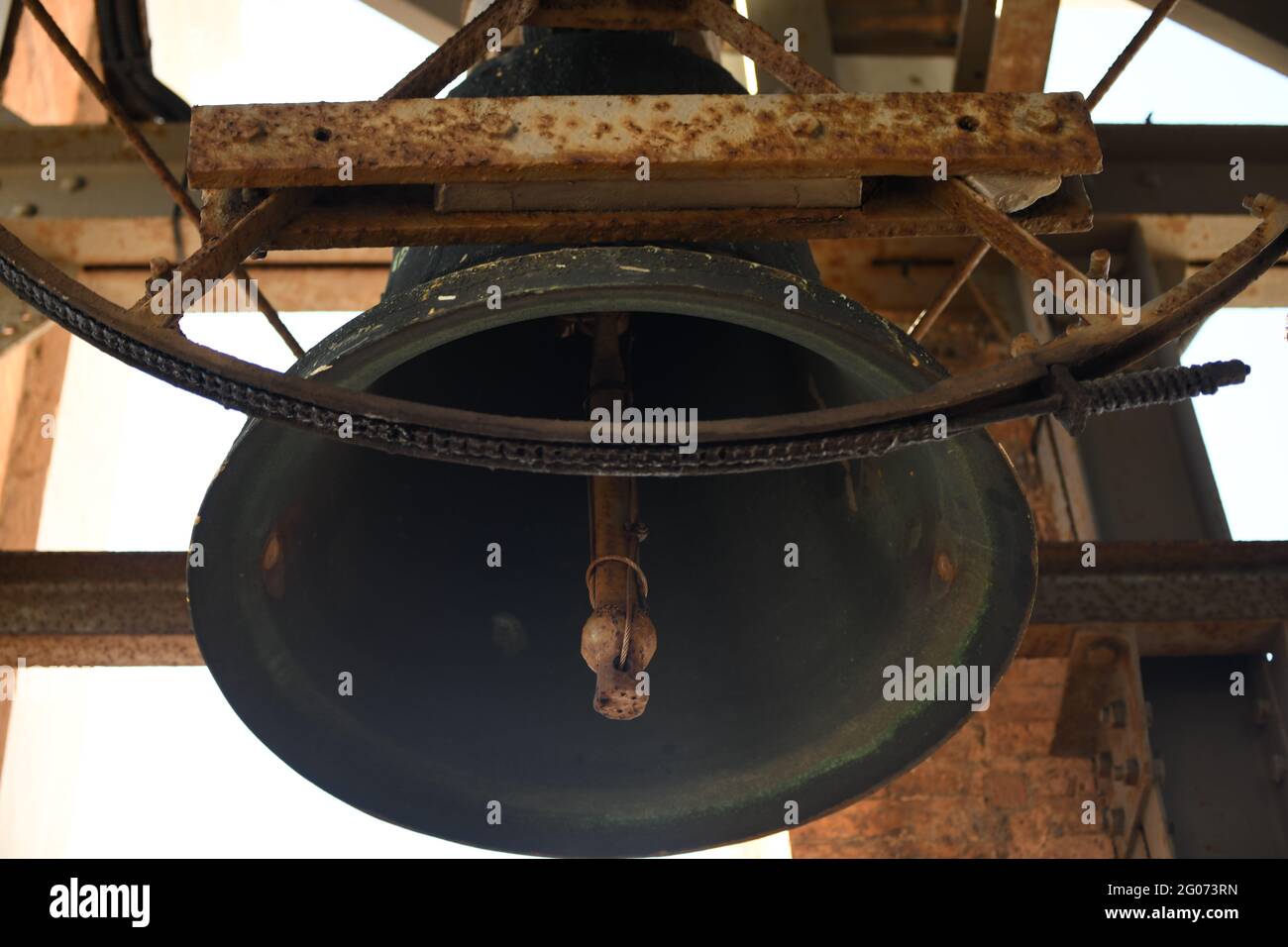 Blick auf die Glocke der Kirche von San Giorgio Maggiore in der Lagune von Venedig Stock Photo