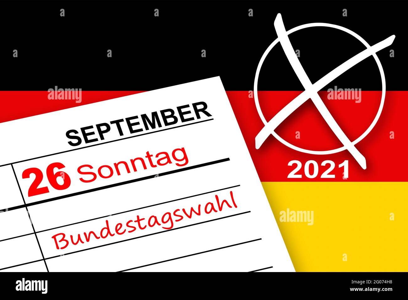 Kalender Sonntag 26. September 2021 Bundestagswahl Stock Photo