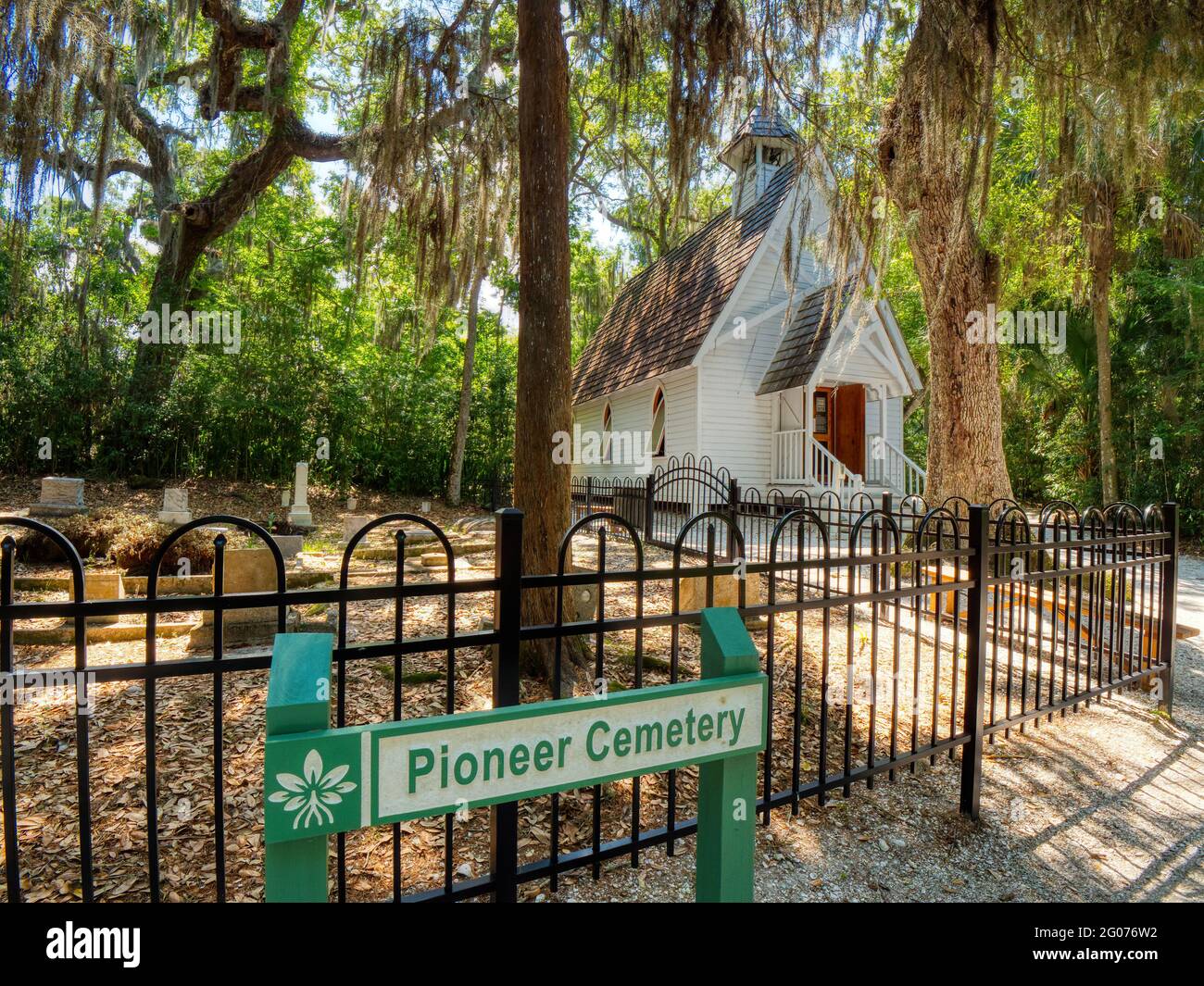Pioneer Cemetery at Marys Chapel at historic Spanish Point museum and environmental complex in Osprey, Florida. USA Stock Photo