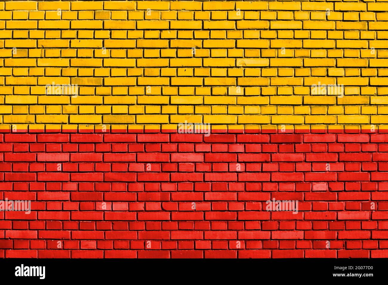 flag of Warsaw, Poland painted on brick wall Stock Photo