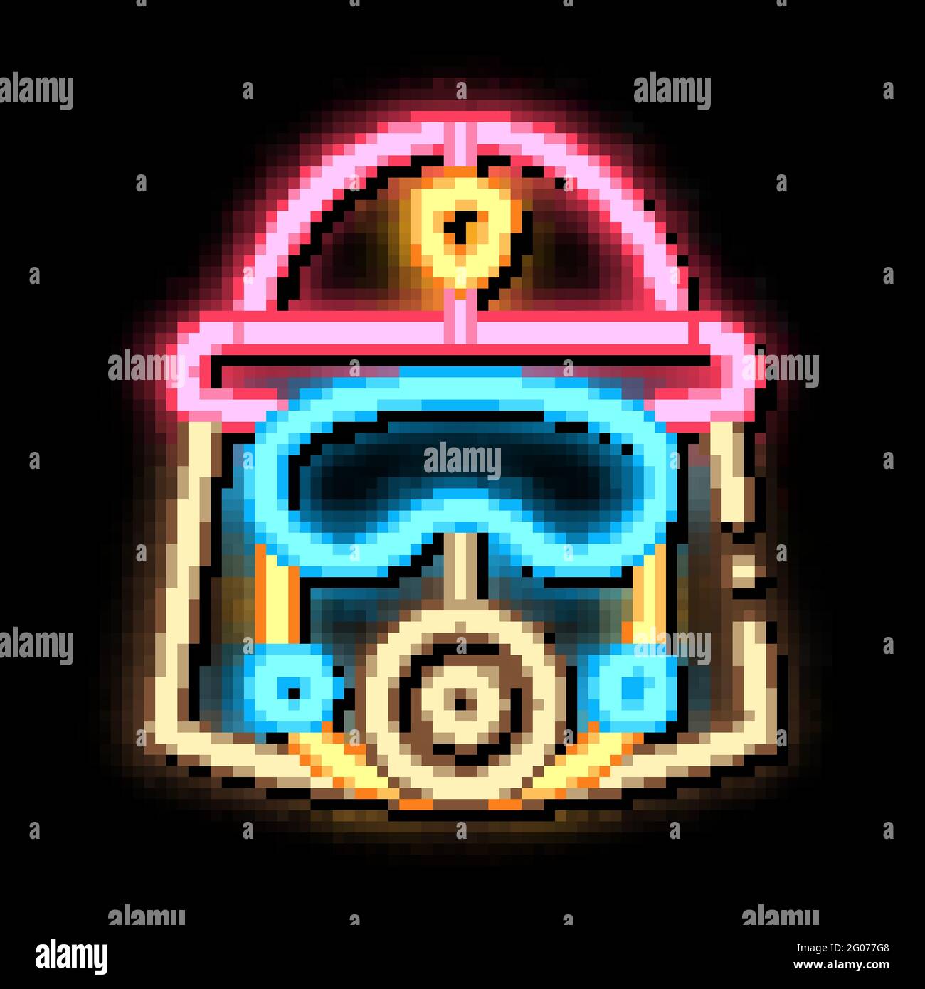 Firefighter Mask Helmet neon glow icon illustration Stock Vector