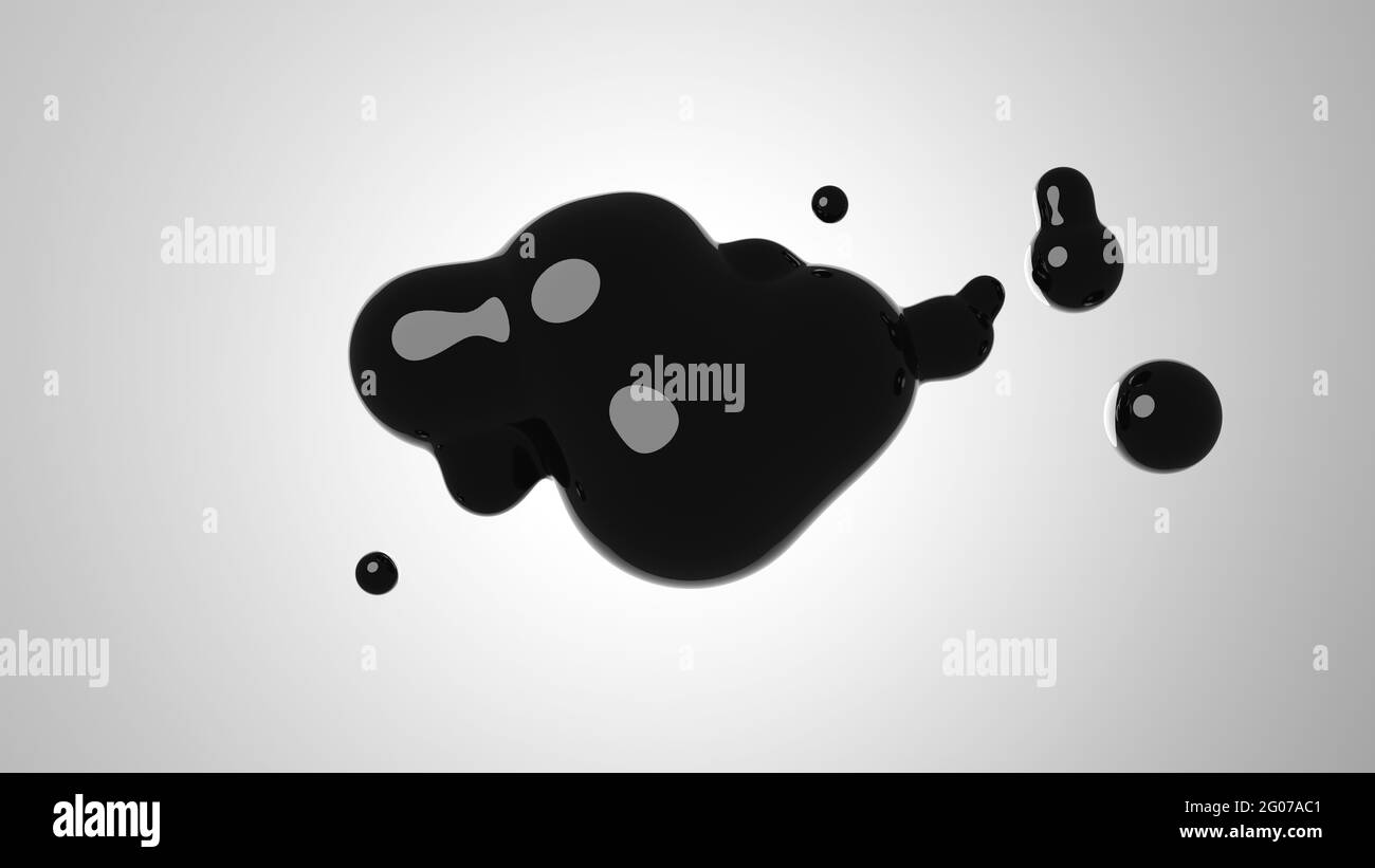 Floating black metaballs. 3D illustration. Stock Photo