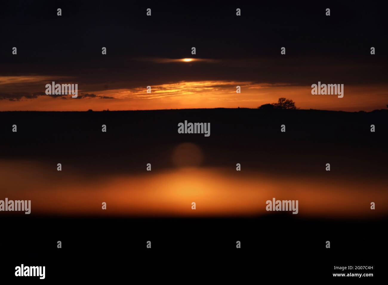 Sundown over the Great Plains, southwestern Minnesota, USA Stock Photo