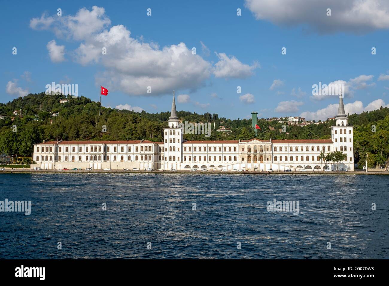 Bosphorus, Istanbul, Turkey. Kuleli military high school Stock Photo