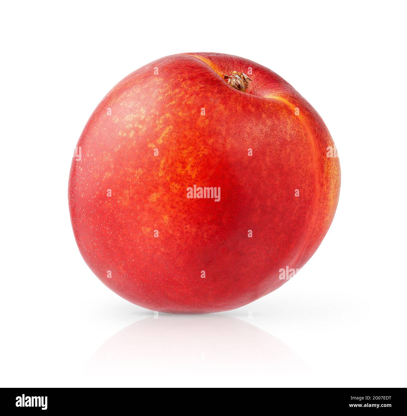 Nectarine isolated with clipping path on white background. Stock Photo