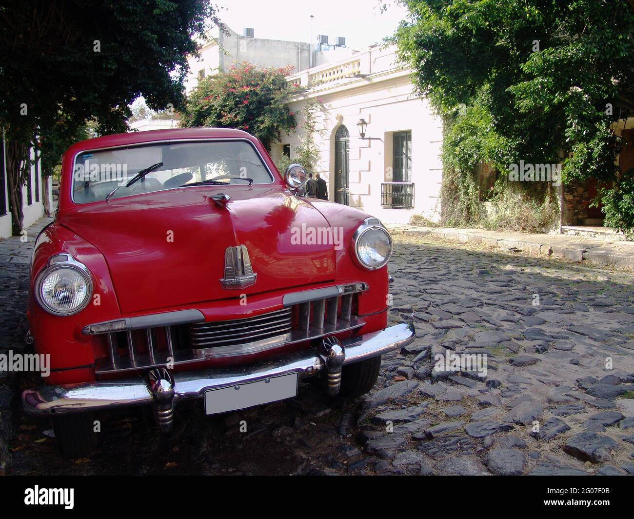 COLONIA, URUGUAY - May 04, 2021: In Colonia, uruguay a vintage car parking in the street Stock Photo