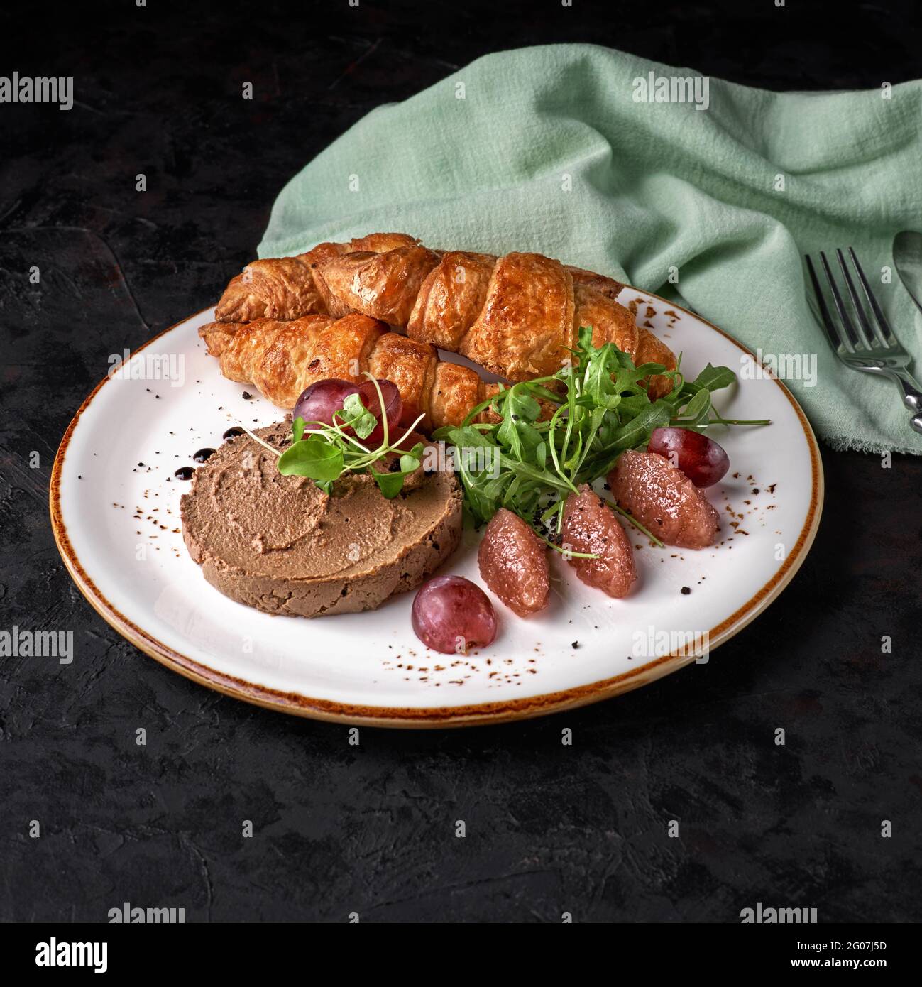 Chicken pate. Delicate chicken liver pate with crispy croissants and