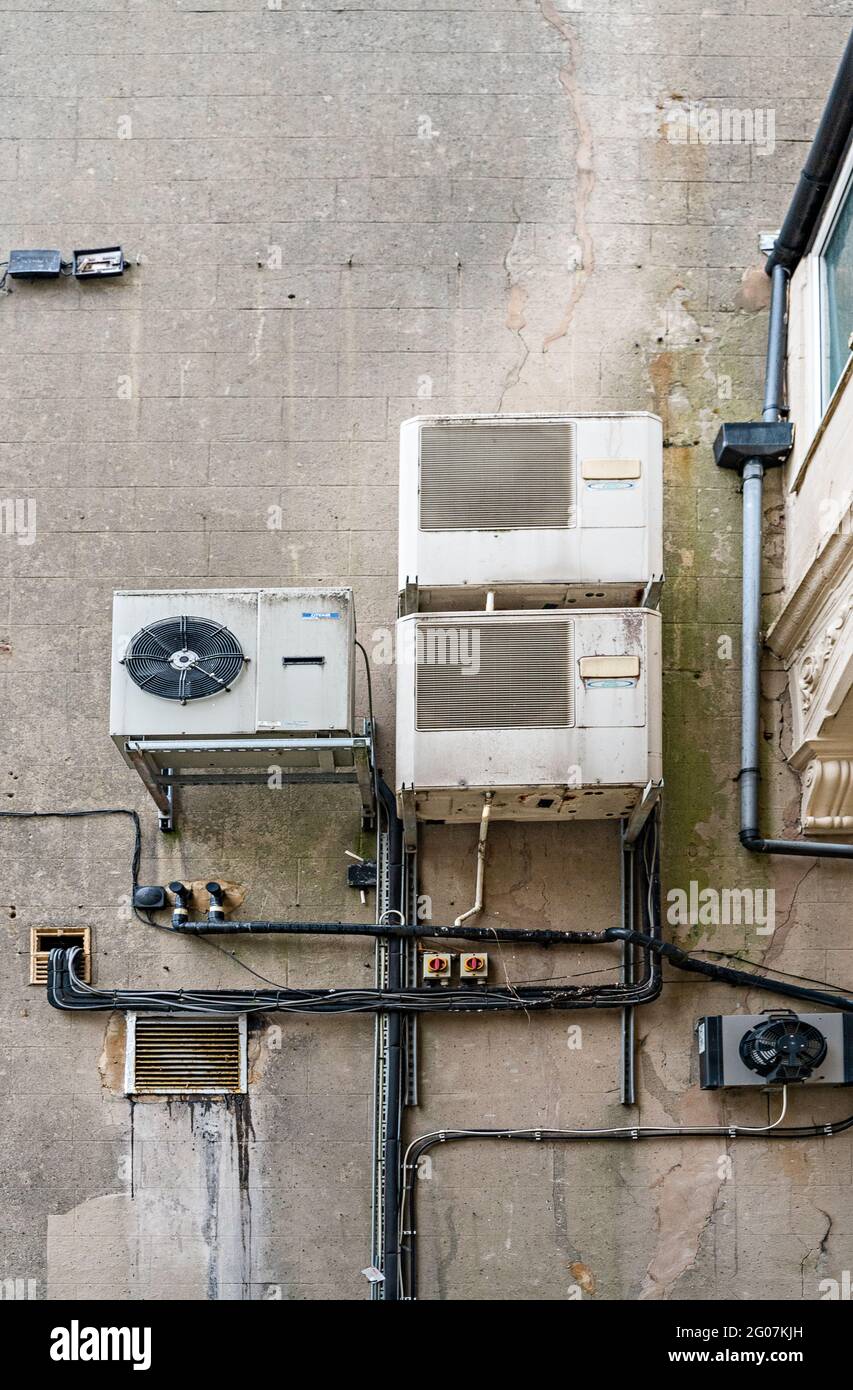 Air conditioning units on wall Stock Photo Alamy