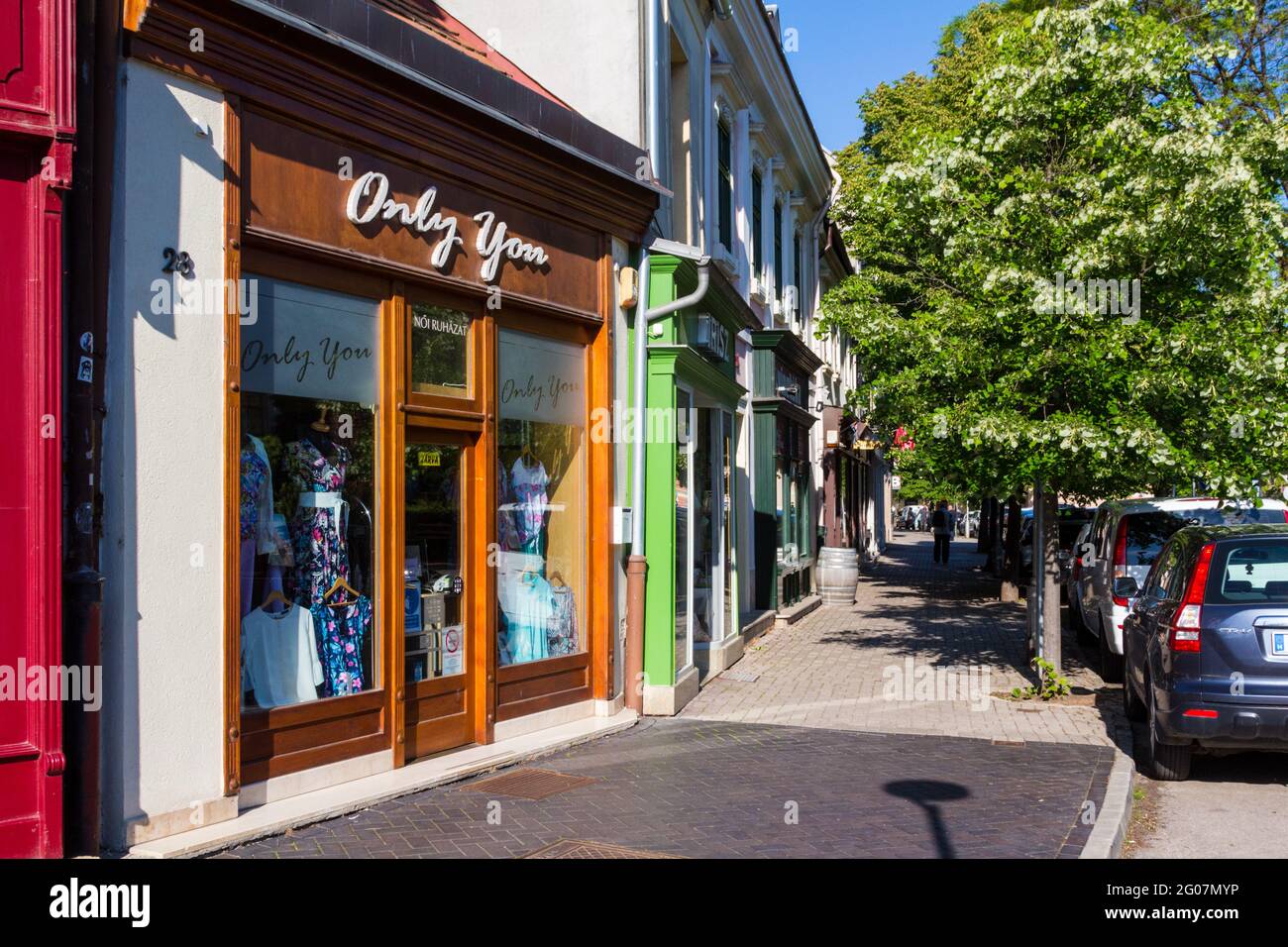 Small old houses with shop fronts typical in Varkerulet, Sopron, Hungary Stock Photo Alamy