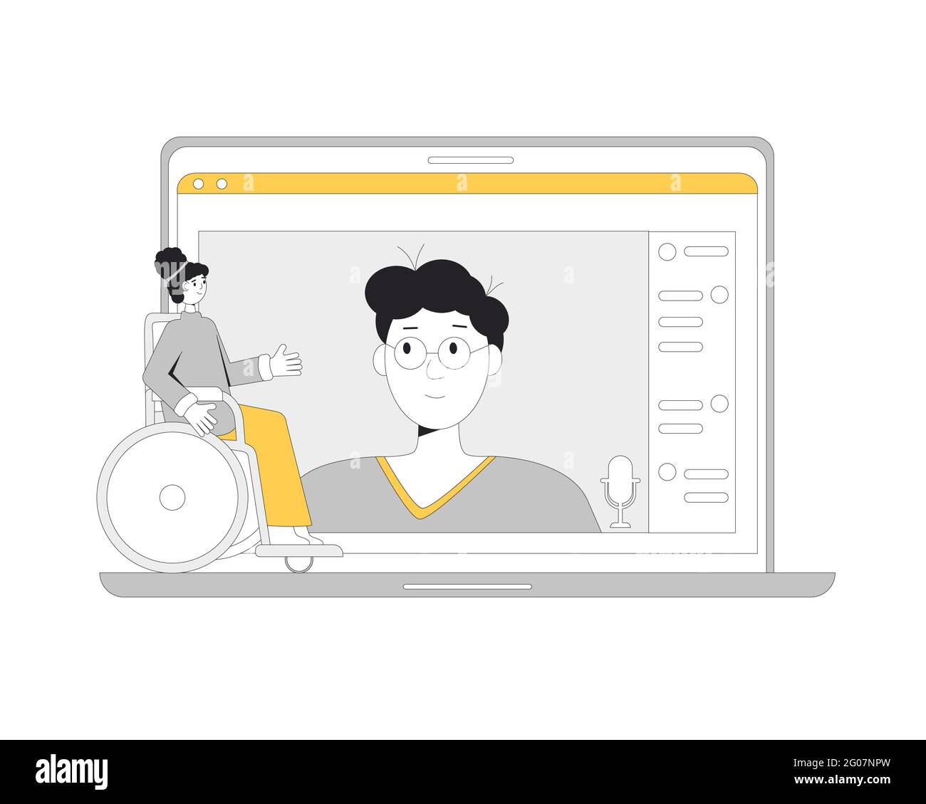 Online meeting. Digital inclusion communication. People talking to each