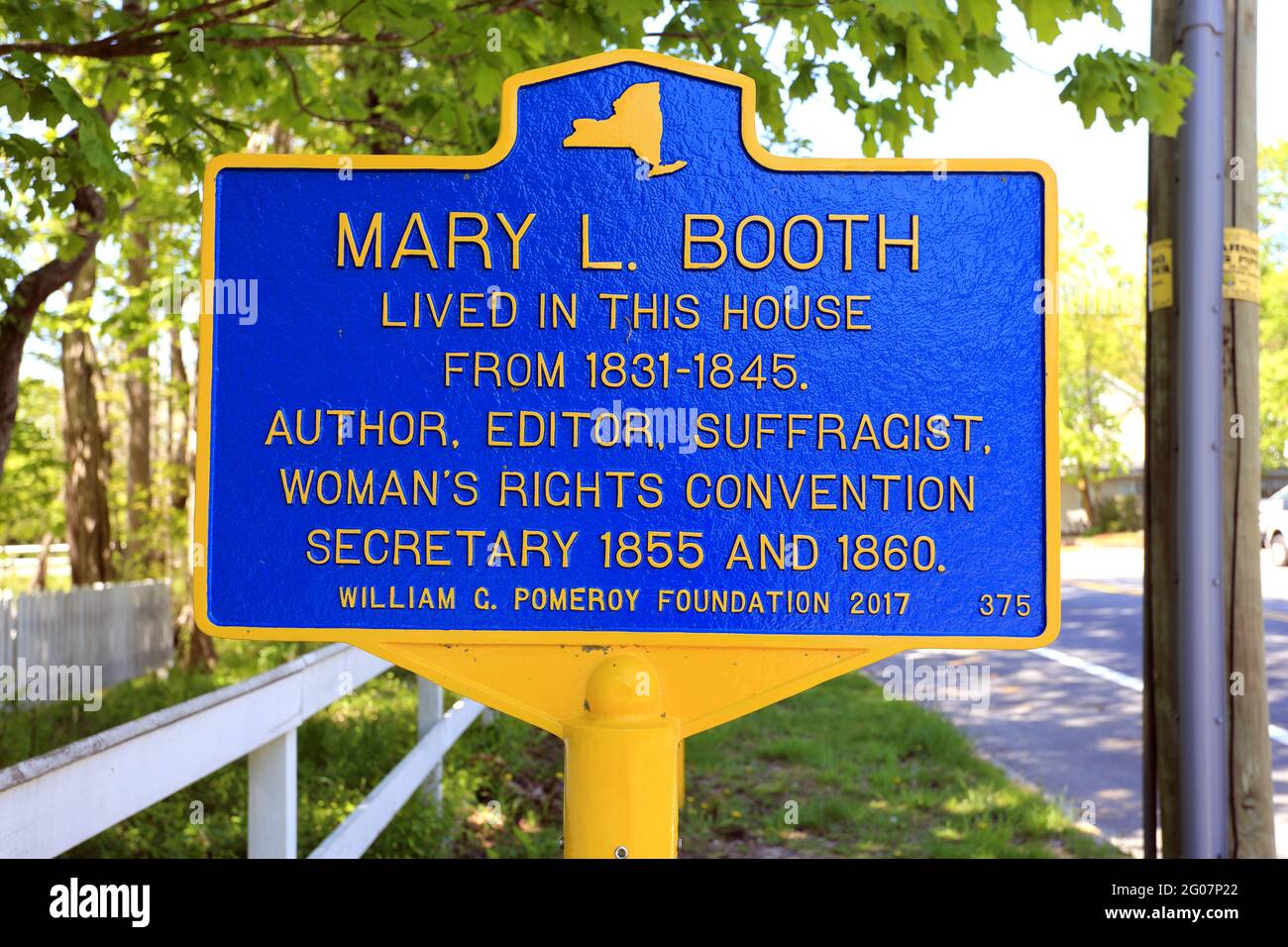 Historic marker Yaphank Long Island New York Stock Photo