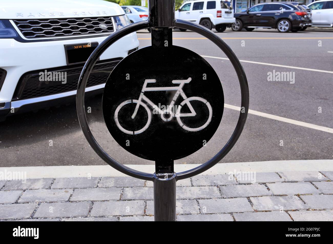 Bike rack Long Island New York Stock Photo Alamy