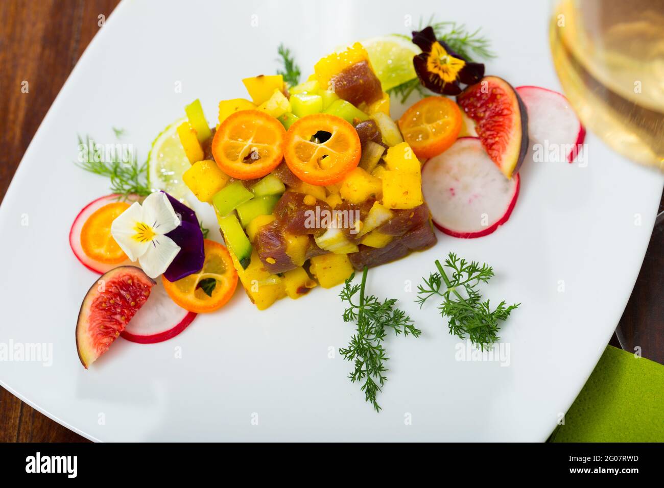 Fresh tuna tartare with avocado and mango Stock Photo Alamy