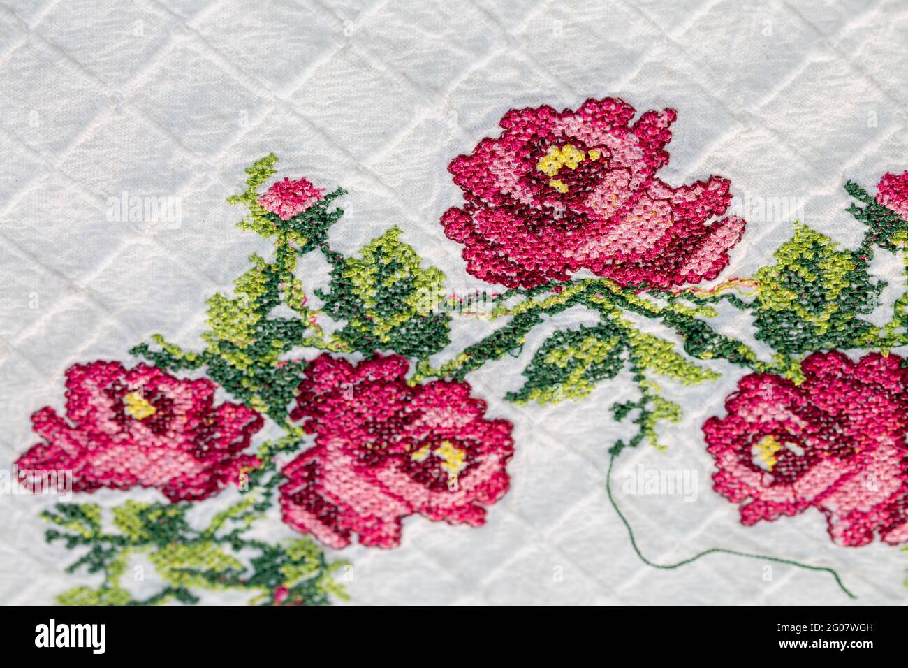 Real Stitched Roses Handmade cross-stitch